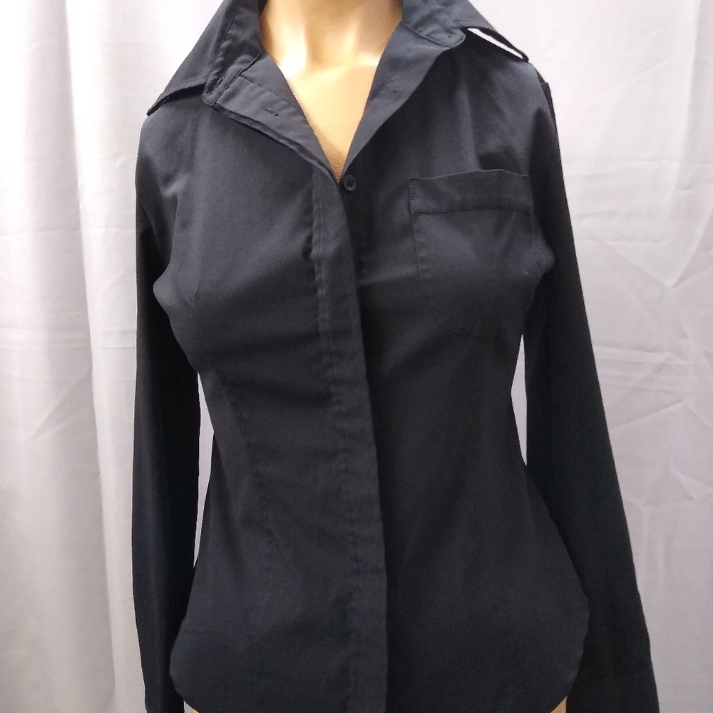 A vintage black tailored blouse size 1/2 by Express stretch